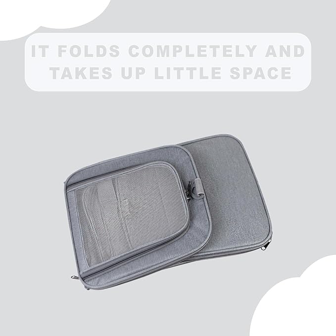 Airline Approved Soft Sided Pet Carrier for Small and Medium Dogs, Cats, and Puppies (Up to 15 lbs), Collapsible Portable Travel Bag for Dogs Cats (Grey)