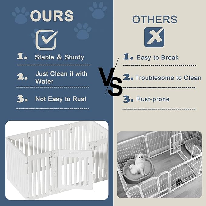 Dog Playpen with Door, DIY Shape Combination Puppy Pen,25.5" H 10-Panel Dog Fence,Non-Slip & Secure Pet Gate, Easy to Assemble