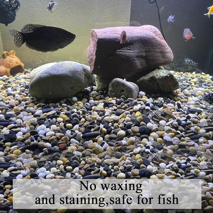 5 lbs Gravel for Fish Tank, 2/5 Inch Mixed Color River Rocks for Aquarium, Vase Fillers, Cactus Bonsai, Plant Soil Cover and Outdoor Garden Landscaping Rocks