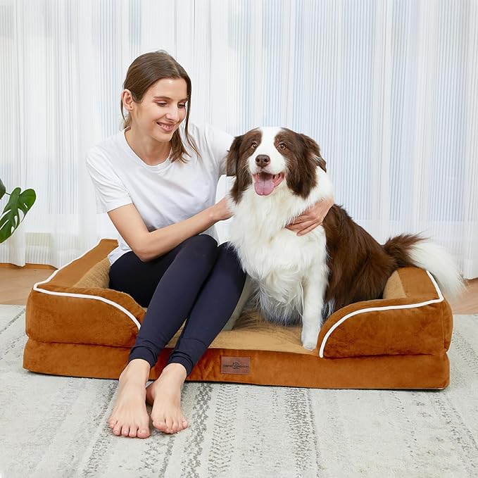Comfort Expression Small Dog Beds Waterproof Cat Beds Orthopedic Foam Sofa Beds for Small Dogs Comfy Pet Bed with Washable Removable Cover & Non-Slip Bottom(XX-Small,Caramel)