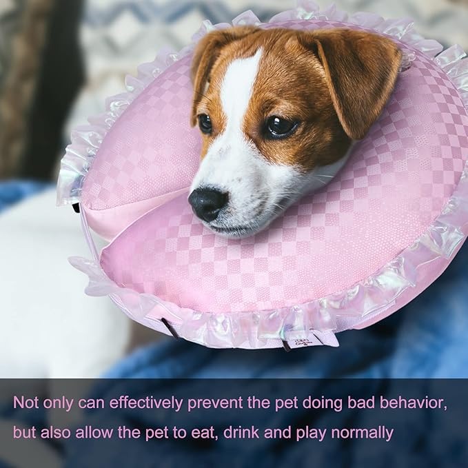 CuteBone Inflatable Dog Cone Alternative for Large Dogs After Surgery-Double Adjustable Neck Range P23SO00101XL