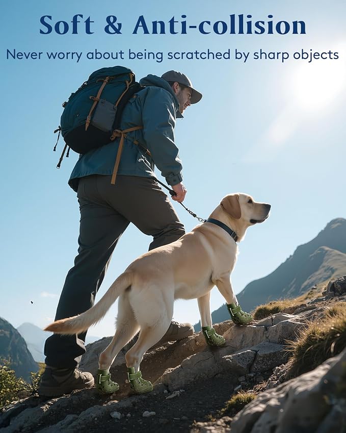 Dog Shoes for Hot Pavement, Breathable Dog Boots Paw Protectors with Adjustable Straps & Non-Slip Sole, Easy On & Off, Waterproof, Easy-Cleaning (Black, L)