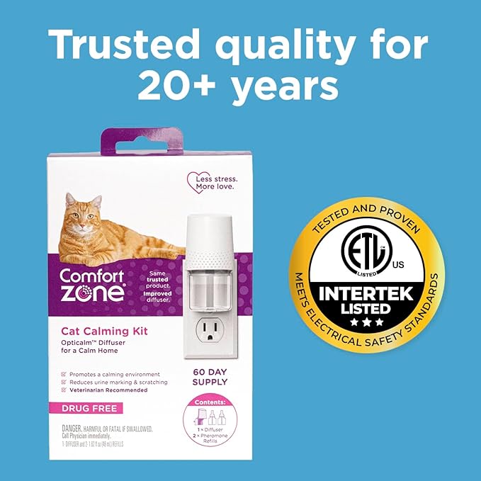 Comfort Zone 3 Pack Cat Calming Diffuser Refills; 30-Day Refills; Pheromones Help Cat Anxiety