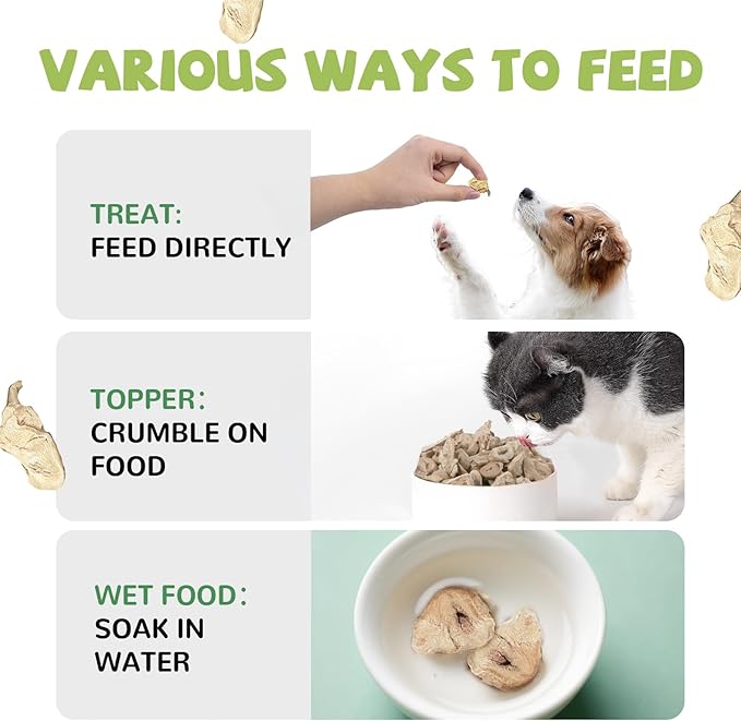 Freeze Dried Chicken Heart Pet Treats, High Protein Freeze-Dried Pet Food for Dogs, Cats, Fresh Ingredient, 3.2 oz, Rawhide Free, Gluten&Grain Free