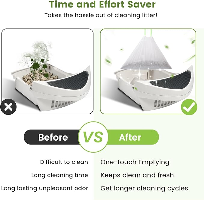 67 Count Waste Drawer Bags for Robot 3 4 and Compatible with Most Self Cleaning Litter Box & ScoopFree Clumping Poop Bin, 9 Gal Kitty Drawstring Liners Leak-proof Disposable Pet Trash Replacement Bags