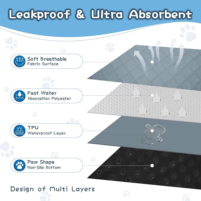 6 Packs Washable Guinea Pig Cage Liners, Waterproof Guinea Pig Pee Pads Reusable Absorbent Bedding Anti Slip Mats for Small Animals Bunny Rabbit Hamster (24 x 18in)