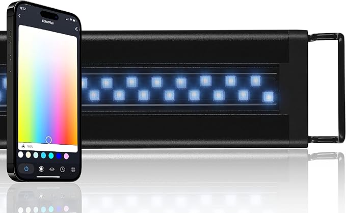 CURRENT USA ColorPlus Smart Freshwater Aquarium & Terrarium LED Light with App and Voice Control | Alexa & Google Home Compatible | Extra Vivid Colors for Fish Tank| Aluminum (for Tanks 48" to 60")