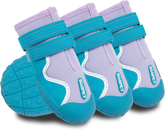 Dog Shoes, Waterproof Dog Boots & Paw Protectors with Anti-Slip Sole, 4pcs/Set Pet Dog Booties, Reflective Dog Shoes for Small Medium Large, Winter Snowy Summer Hot Pavement (Blue, 3# (XS))