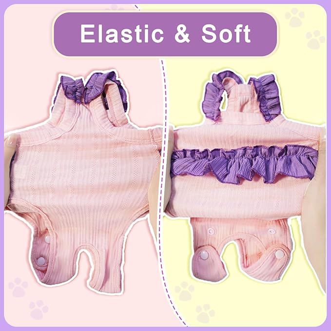 Cat Recovery Suit,Kitten Onesie After Surgery,E-Collar Alternative for Abdominal Wound and Skin Diseases,Soft Breathable Bodysuit After Spay（Pink-m）