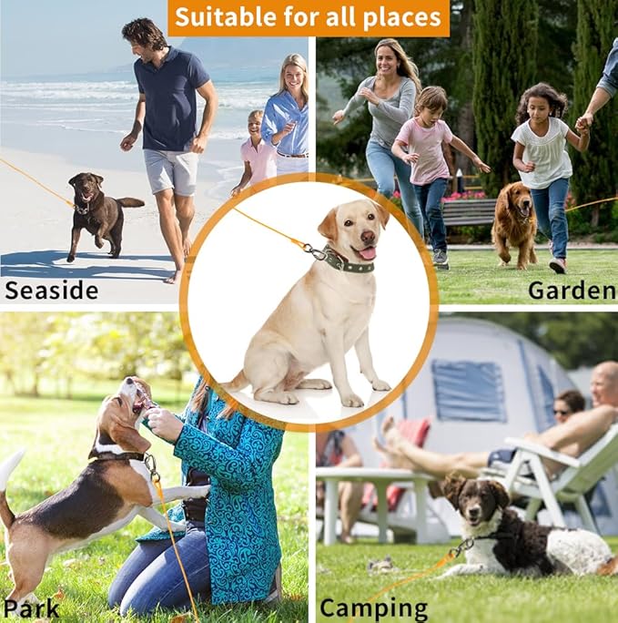 Dog tie Out Cable, 10/20/25/30/50/70/100 feet, Suitable for Dogs up to 350 pounds, Dog Cable with Swivel Buckle, Lightweight, Non-Winding, for Outdoor Camping, Yard Dog Cable (Orange, 70FT)