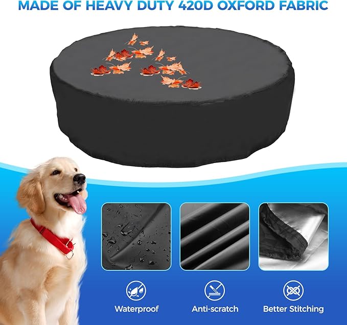 32 inch Foldable Dog Pet Bath Pool Cover, Portable Round Collapsible Pool Cover with Oxford Cloth Material and Drawstring Design for Dog Pet Pool, Waterproof and Dustproof (Black)
