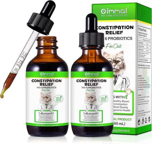Cat Constipation Relief, Liquid Drops Supports Laxative Relief, Cat Herbal Supplements, Stool Softener Laxative Constipation Relief, Chicken Flavour- 60ml / 2 fl.oz(2PCS)
