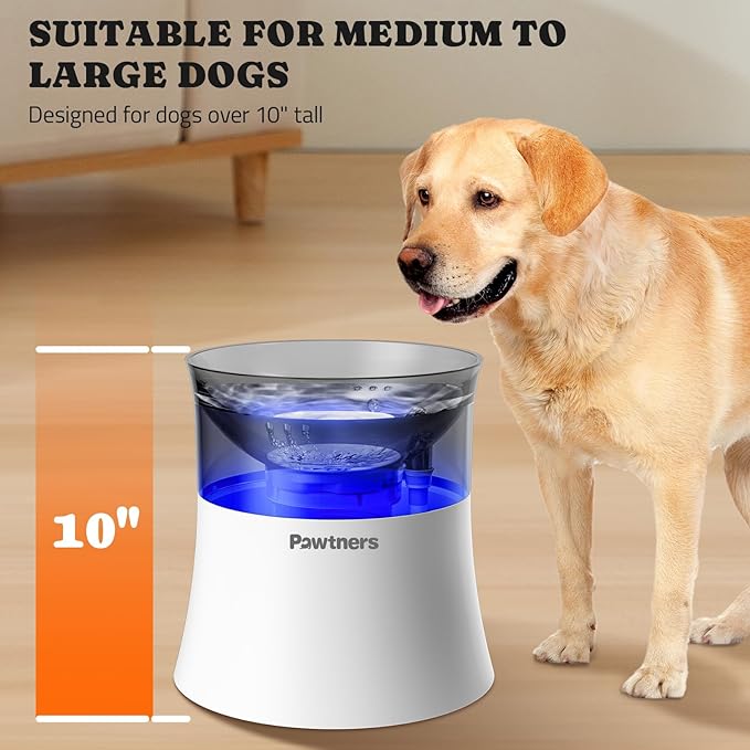 Dog Water Fountain with Vortex Filtration Design, 3.5L/123oz Elevated Dog Water Bowl for Large Medium Dogs & Cats, Automatic No Spill Water Dispenser with Deep Drinking Area and Ultra-Quiet Pump