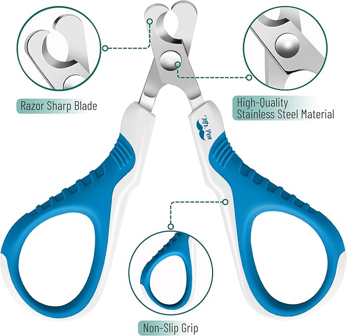 Mr. Pen Cat Nail Trimmer - Blue & White, Cat & Kitten Nail Clipper, Pet Claw Trimmer for Small Dogs