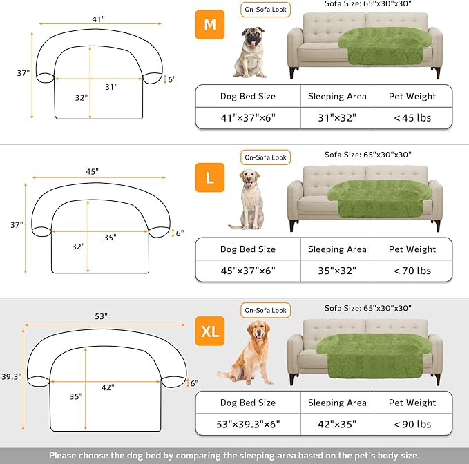 GGIB Calming Dog Bed Fluffy Plush Dog Mat for Furniture Protector with Removable Washable Cover for Large Medium Small Dogs and Cats (Extra Large (53x39.3x6), Grass Green)