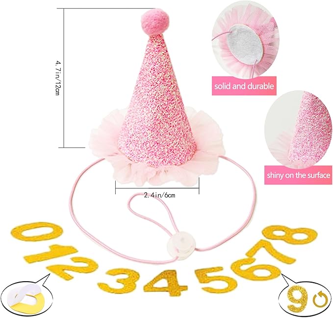 Dog Birthday Party Supplies Set,Birthday Bandana,Boy Girl Dog Birthday Hat with Numbers,Happy Birthday Banner for Golden Retriever French Bulldog Labrador Teddy Husky (Pink)