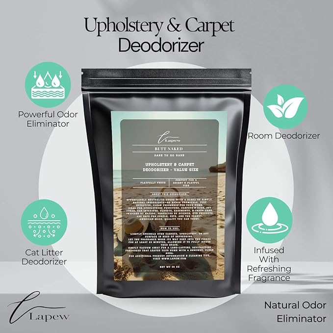 Butt Naked Carpet Freshener Powder Refill 36 oz | Powerful Odor Eliminator for Home | Upholstery Deodorizer | Carpet Deodorizer | Pet Urine | Cat Litter Box