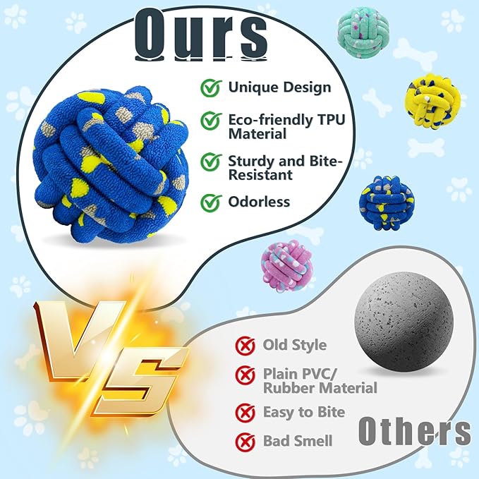 Dog Balls Tennis Ball Toys Dog Toy for Aggressive Chewers Indestructible Teething Chew Toys Water Toy Fetch Ball for Dogs (4 Pack)