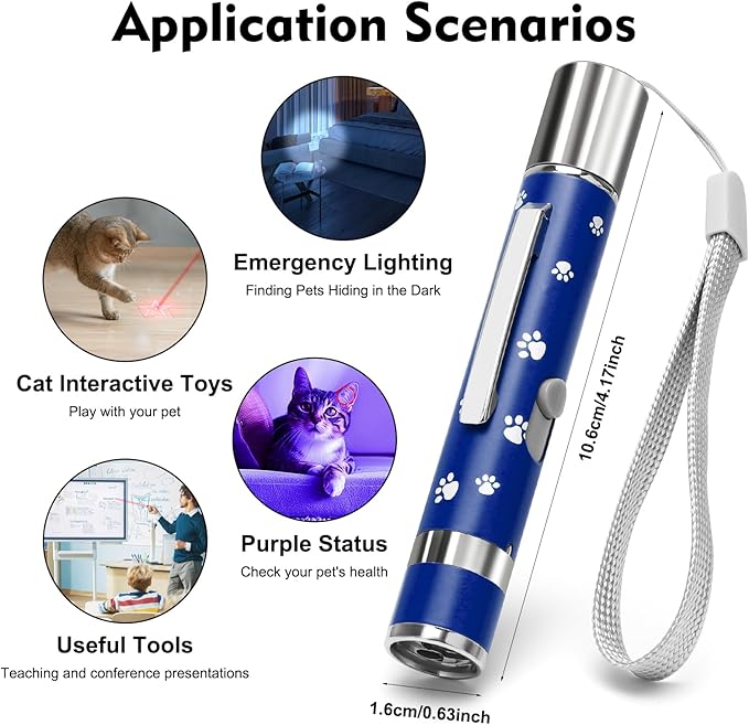 EAWONGEE Cat Toys, Interactive Toy for Cats with 7 Light Projection Modes, Interactive Kitty and Pet Dog Toy for Training Chaser, 2 Pieces Blue