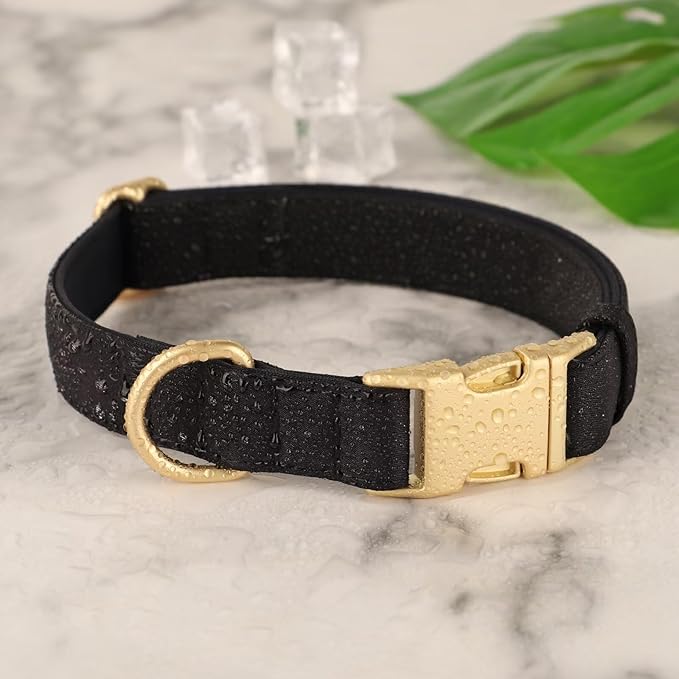 Didog Soft Padded Dog Collar for Large Dogs, Colorful and Durable Pet Collar with Quick Release Buckle, Light and Breathable for Daily Walking, Black, L