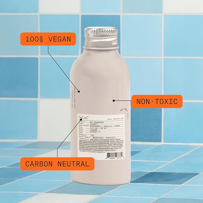 DedCool Pet Shampoo (01 Taunt, Mini 2 oz) Tear-Free, for Sensitive Skin, Hypoallergenic, Dry Skin & Itch Relief, Deodorizing Shampoo & Conditioner for Dogs & Cats, Vegan, Clean, Non-Toxic