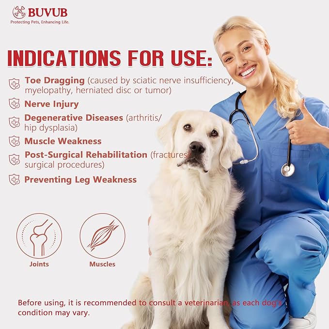 Dog Canine Knuckling Brace Front Paw Rear Leg Dog Foot Brace Wrap for Toe Dragging Cause by Sciatic Nerve Insufficiency, Myelopathy, Herniated Disc (Medium,Pair Pack)