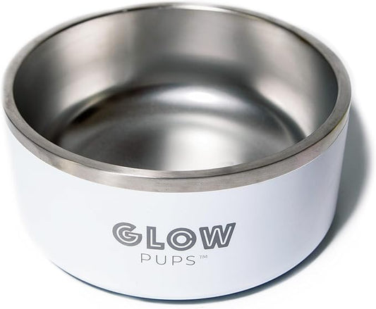 Dog Bowl - Vacuum Insulated Keeps Water Cool, Non-Slip Base, Easy Clean Interior, Durable Stainless Steel, Multiple Colors, Ideal for Travel, 32 Oz - Pet Bowl (White)