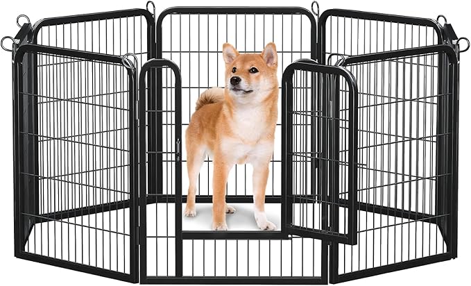 32 Inch Dog Playpen - 8 Panels Metal Pet Exercise Pen for Small-Medium Dogs, Indoor/Outdoor Dog Fence for Yard, Garden, Camping & RV Travel