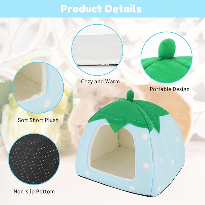 BWOGUE Guinea Pig House Bed Cozy Hamster Cave Large Hideout for Dwarf Rabbits Hedgehog Bearded Dragon Winter Nest Hamster Cage Accessories