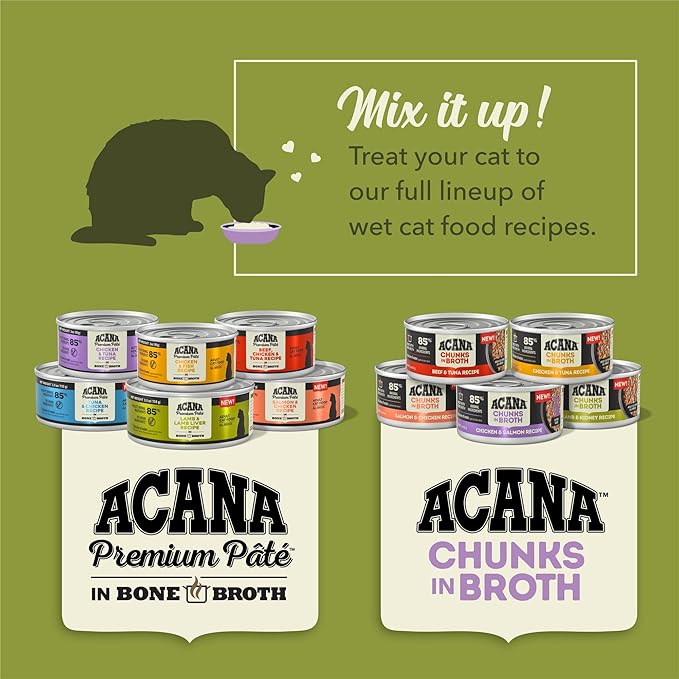 ACANA Chunks in Broth Wet Cat Food Chicken & Salmon Recipe for Kittens 5.5oz Cans (6 Count)