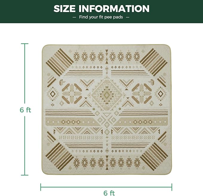 FXW Washable Pee Pads for Dogs, Puppy Pads with Super Absorbent, Specifically Designed for FXW Rollick/Homeplus 32 inch 8 Panels Dog Playpen, 71" Square, Khaki Geometric, 1 Pack