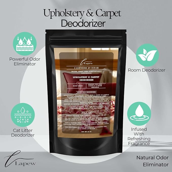 Cashmere Cedar Carpet Freshener Powder: Powerful Odor Eliminator for Home, Upholstery Deodorizer, Carpet Deodorizer, Pet Urine, Cat Litter Box - Cashmere Cedar Fragrance.
