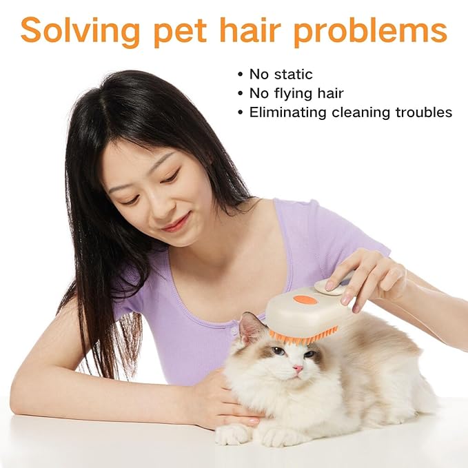 Cat Water Brush for Shedding,Water Comb for Dogs, Water Heat Grooming,3 in 1 Pet Comb For Dog Massaging,Hair Self Cleaning and Removal, Pet Hair Brush Steam For Indoor Cats and Dogs
