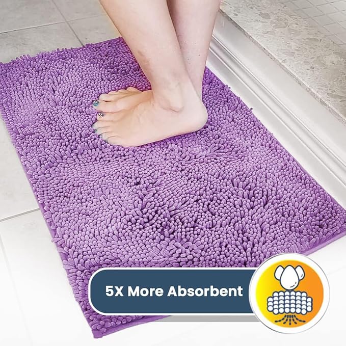Muddy Mat® Original Dog Door Mat for Muddy Paws, Super Absorbent Microfiber, Non-Slip Washable Pet Rug, Quick Dry Chenille Entryway Carpet, Machine Washable Indoor Outdoor mat, Purple 48"x60"