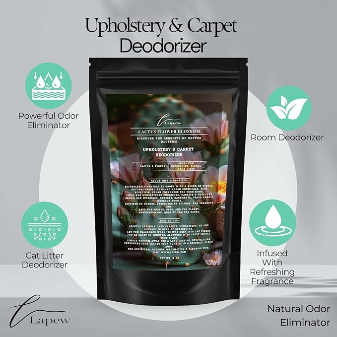 Cactus Flower Blossom Carpet Freshener Powder: Powerful Odor Eliminator for Home, Upholstery Deodorizer, Carpet Deodorizer, Pet Urine, Cat Litter Box - Cactus Flower Blossom Fragrance.