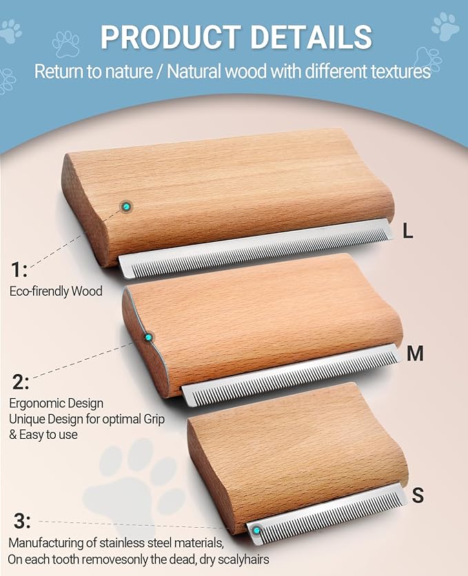 Dog Brush for Shedding | Pet Hair Removal Tool, Cat Grooming Supplies, Deshedding Dog Brush | Combs for cleaning and grooming short and long hair (S (3 Inch))