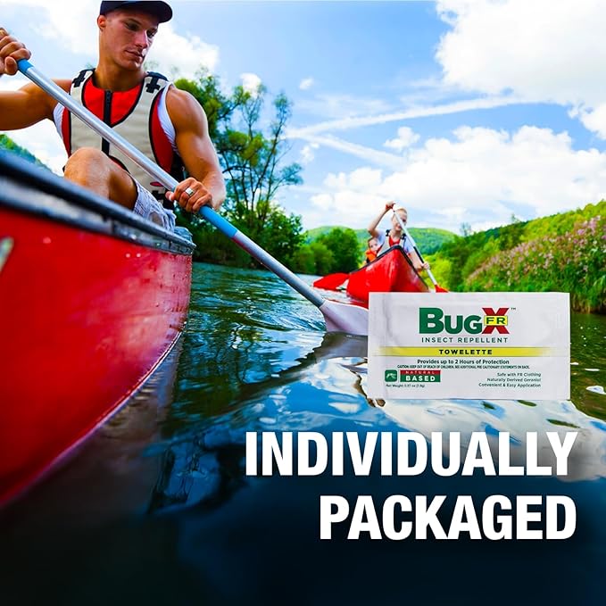 CoreTex Bug X FR DEET-Free Insect Repellent Wipes with Resealable Travel Bag - Pack of 15 Single-Use, Naturally Derived Geranium Oil Bug Wipes - Protects Against Flies, Fleas & Mosquitoes