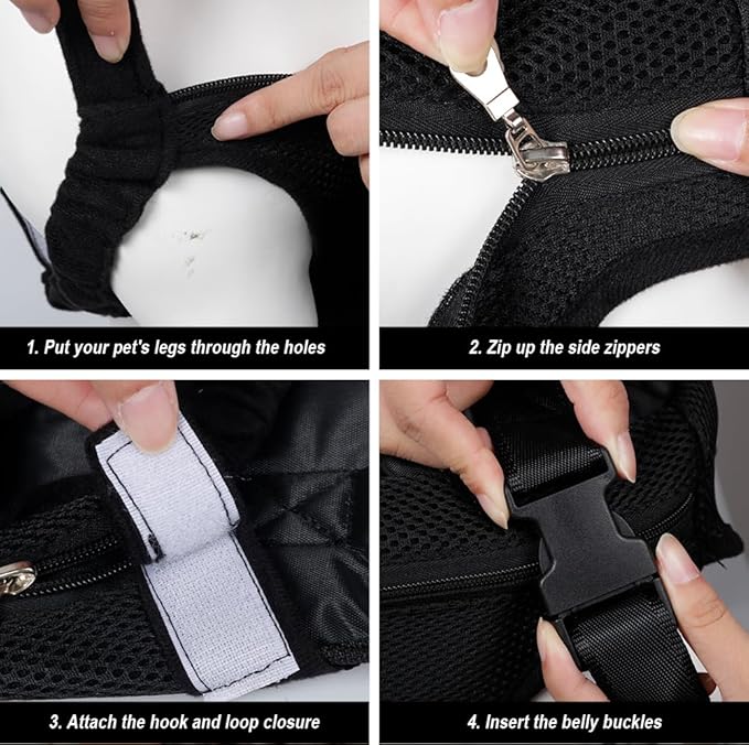 FEimaX Dog Carrier Backpack Pet Legs Out Front Cat Travel Bag, Adjustable Puppy Backpacks Carriers Hands-Free for Small Medium Dogs Cats Hiking Traveling Camping Daily Walking (Large, Black)