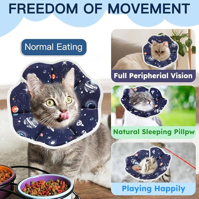 Cat Cone Collar Soft, Waterproof Cat Recovery Collar After Surgery, Adjustable Pet Donut Collar, Safety Elizabethan Collar to Prevent Licking Wounds for Kittens, Pet Cone Alternative