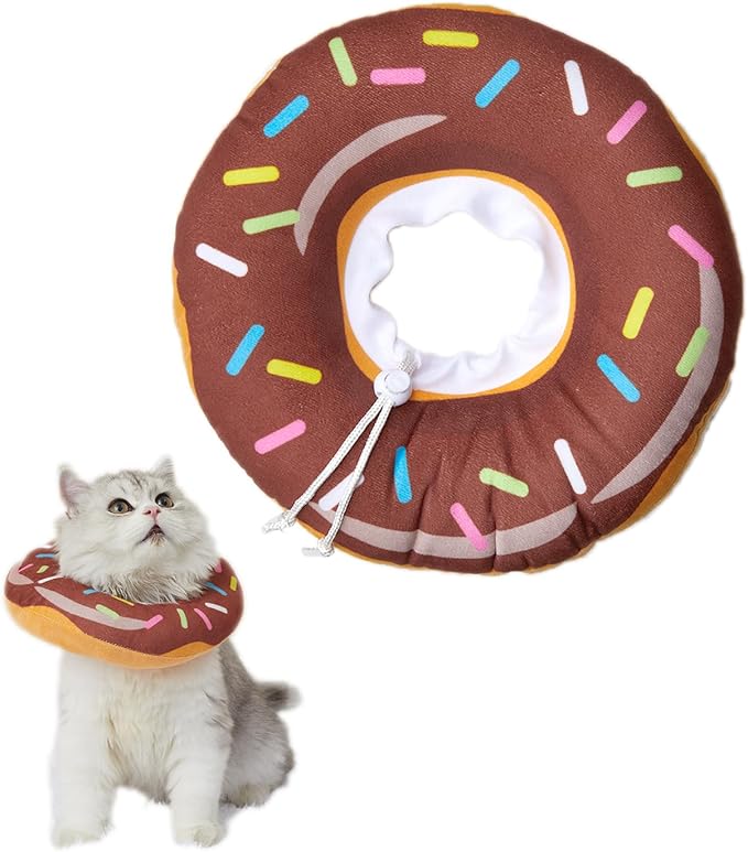Amakunft Adjustable Cat Cone Collar Soft, Cat Recovery Collar, Cone for Cat After Surgery, Cat Neck Cone, Elizabethan Collar for Cat and Kitten (Donut S (Neck: 5"-10"))
