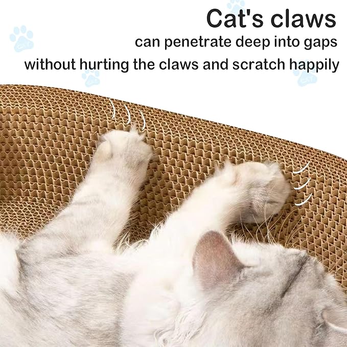 Cat Scratcher, 23.6x14.9 inches Cardboard Cat Scratchers for Indoor Cats, Large Cat Scratching Board, Oval Cat Scratch Pad Bed with Catnip