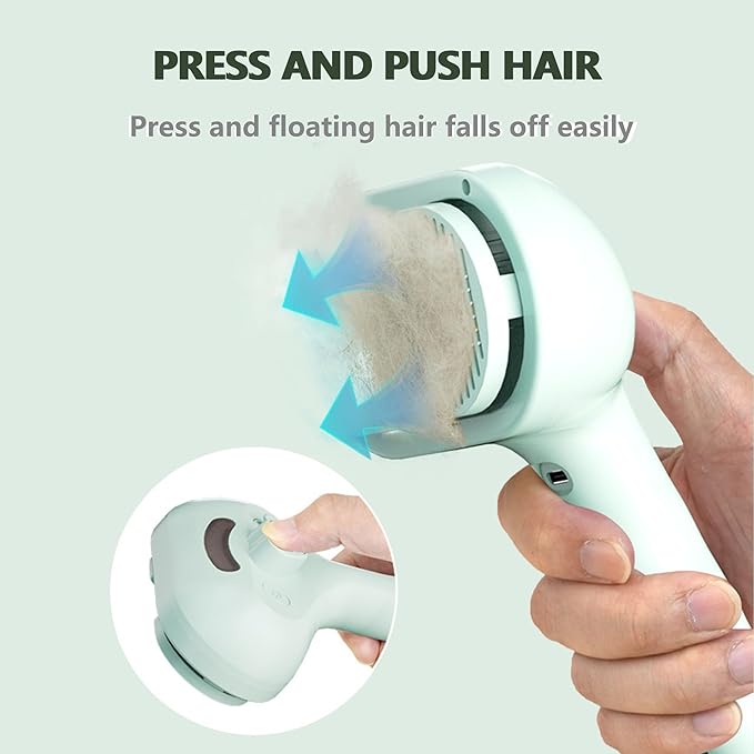 Cat Steam Brush 3 In 1，Pet Brush for Cat Hair Removal with Anti-Lost Pet Pendant，Spray Hair Removal Comb for Dogs Long Short Haired, Green