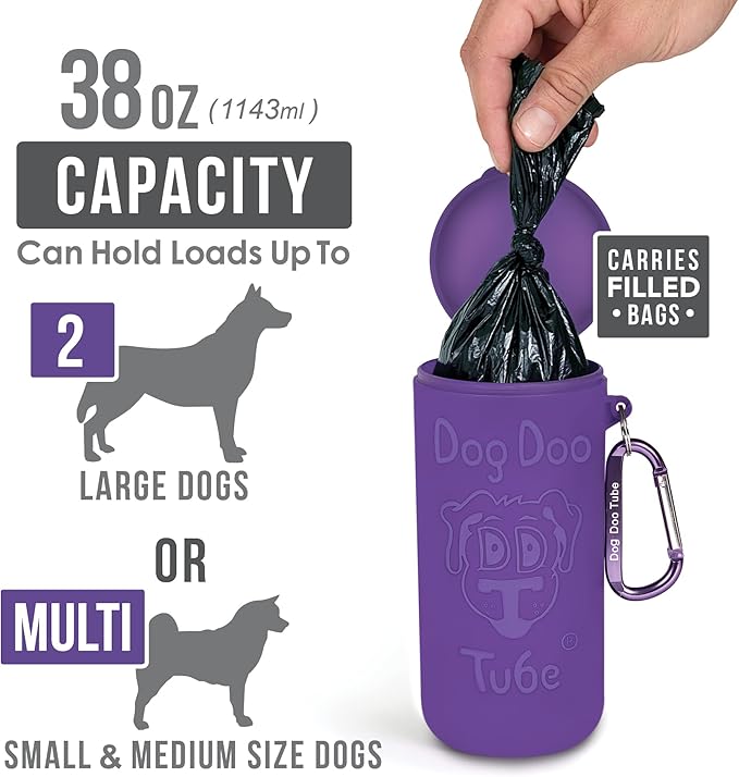 Dog Doo Tube Filled Dog Waste Bag Holders - Reusable Dog Poop Bag Tubes Designed to Keep in Odors and Germs
