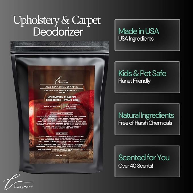 Cozy Cinnamon & Apple Carpet Freshener Powder Refill 36 oz | Powerful Odor Eliminator for Home | Upholstery Deodorizer | Carpet Deodorizer | Pet Urine | Cat Litter Box