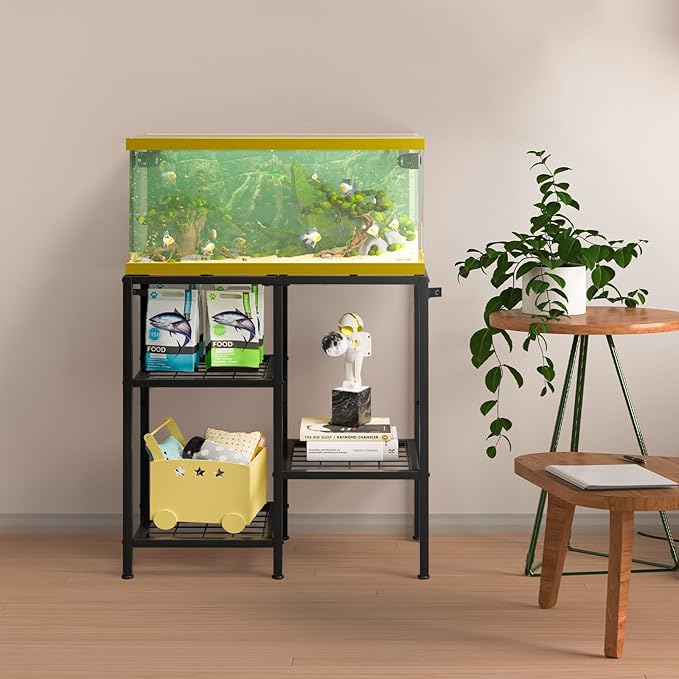 CADUKE Aquarium Stand 20 Gallon, Metal Fish Tank Stand, Aquarium Rack Stand for Fish Tank Accessories , 3 Tier Turtle Reptile Terrarium Stand for Living Room Office