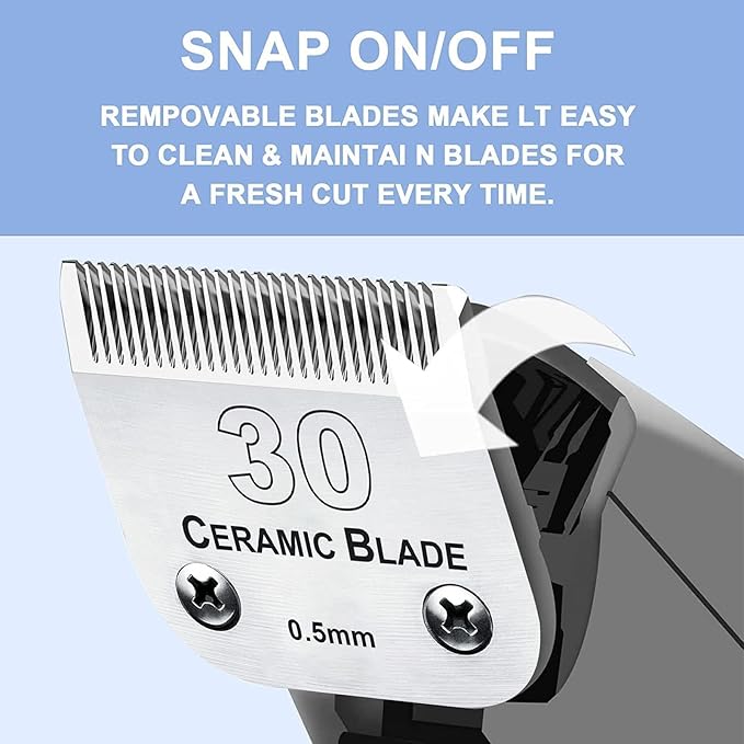 2Pack 30 Blade Dog Grooming Clipper Blades Compatible with Andis/Wahl/Oster Dog Clippers,Detachable Stainless Steel Blade,Size-30, 1/50-Inch Cut Length (64260)