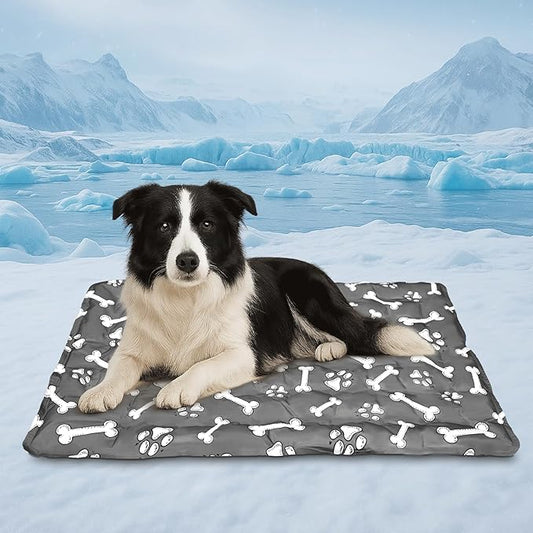 Cooling Pad for Large Dog,Instant Pet Cool Mat,Comfortable Cool Pet Mat for Cat.Portable Dog Bed for Summer. Suitable for Outdoor Summer Crate Pad.Long Time Cooling.Bone(Size-L 19.7 * 23.6in)