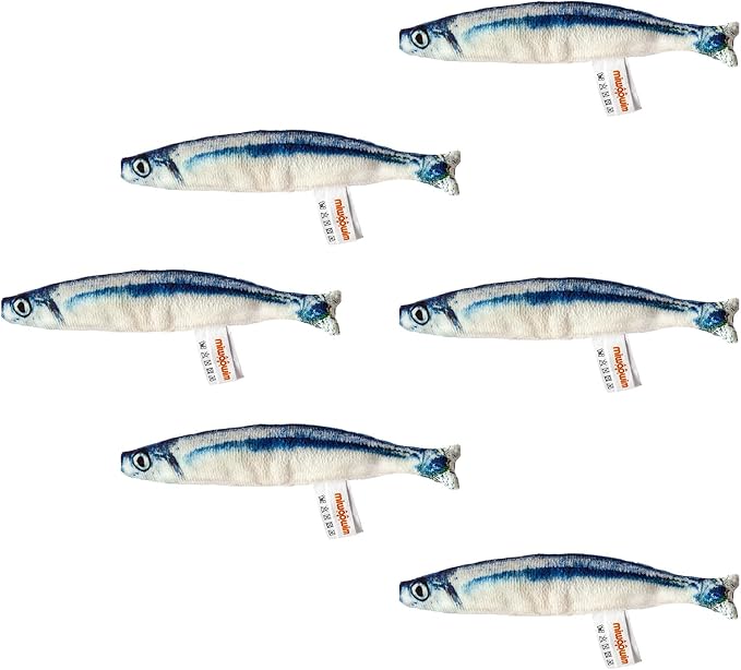 6 PCS Cat Fish Toy Soft and Durable,Cat nip Toy with Catnip Inside, Kicker Toys for Indoor Kitten Exercise,Kitty Teething Chew Toy (6 Sauries)
