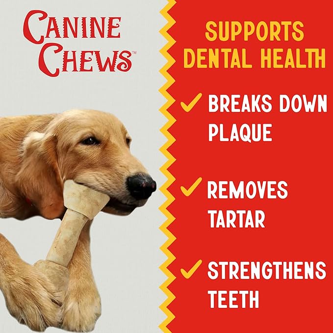 Canine Chews 8-9" XL Extra Large Rawhide Bone for Large Dogs Aggressive Chewers Savory Flavored 10 Pack (Chicken Flavor)