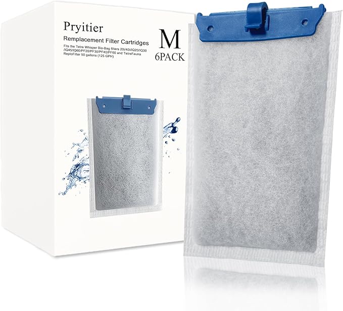 6 Pack Filter Cartridge Compatible with Whisper Bio-Bag Filters 10i/IQ10/PF10, Medium Replacement Filter Cartridges for Aquariums Compatible with ReptoFilte 20 gallons (90 GPH)